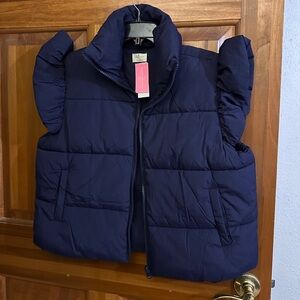 Simply Southern Cropped Ruffle Sleeve Puffer Vest